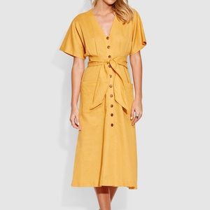 Golden yellow brunch dress